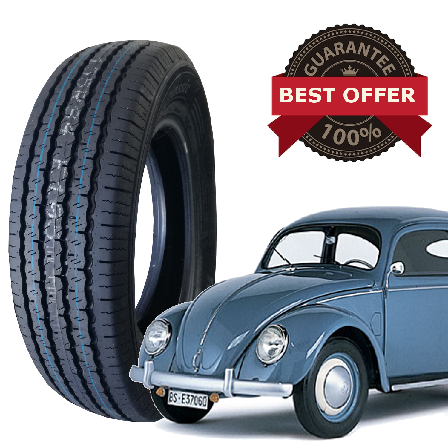 Radar Tires Dimax Classic 155R15 82S Touring Tire - White Sidewall - New